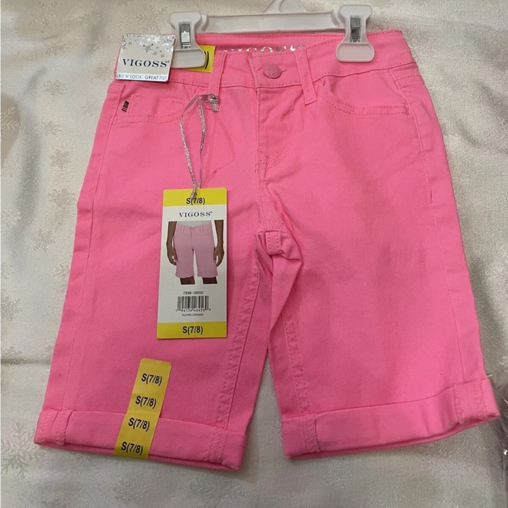 Vigoss Bright Pink Girls' Roll-Cuff Shorts